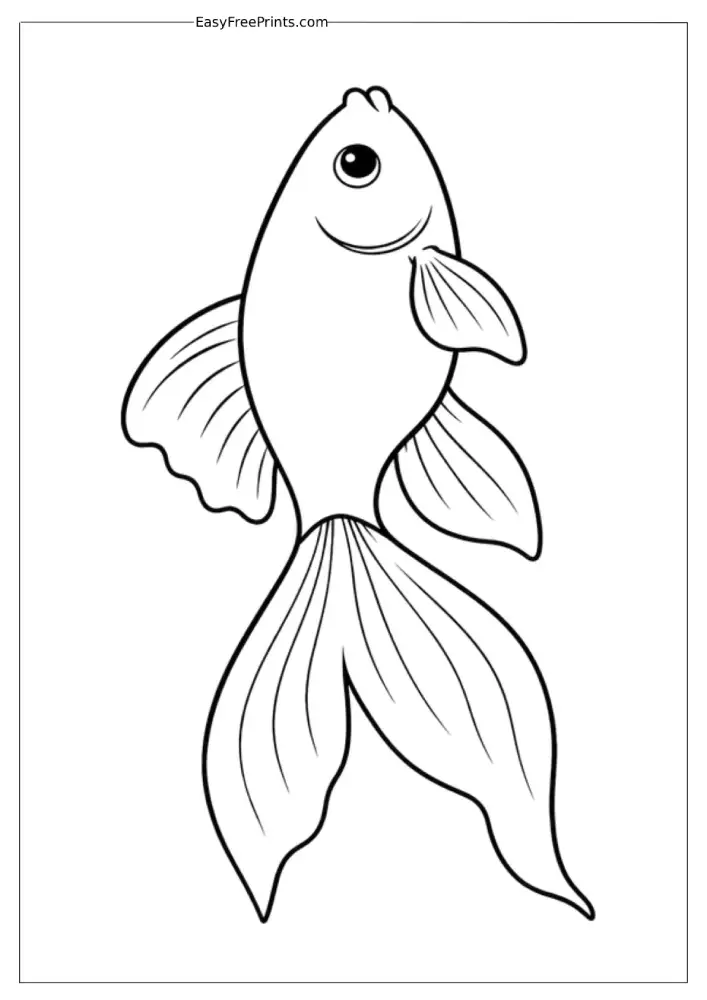 Beautiful Long-Tailed Goldfish Coloring Page