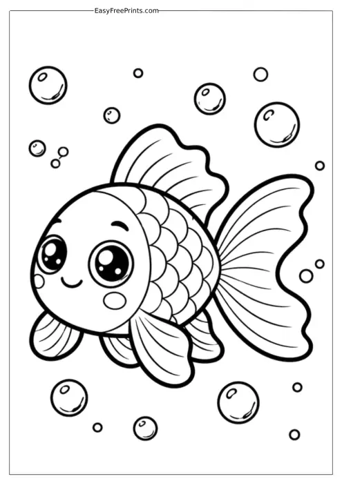 Cute Baby Goldfish with Big Eyes