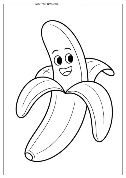 Cute Peeling Banana Coloring Page