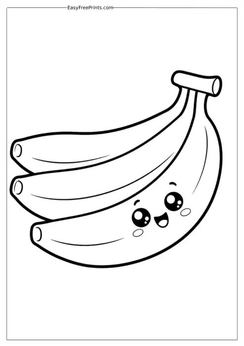 Cute Smiling Banana Bunch Coloring Page