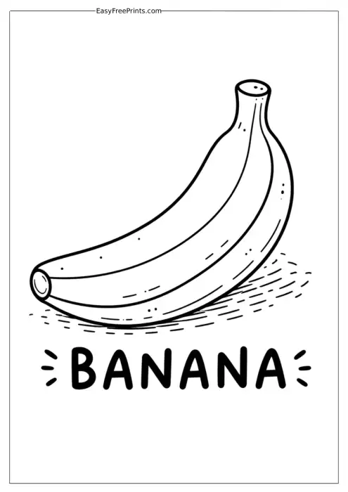 Easy Banana Word Coloring Page