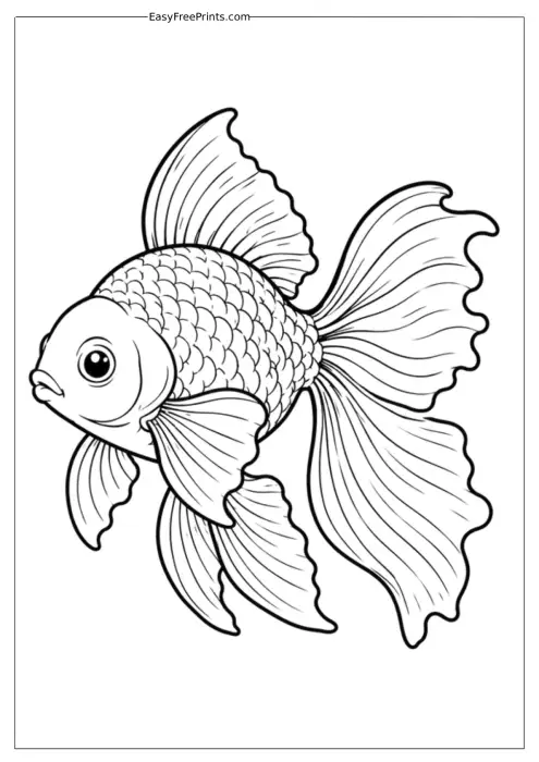 Fancy Goldfish with Flowing Fins
