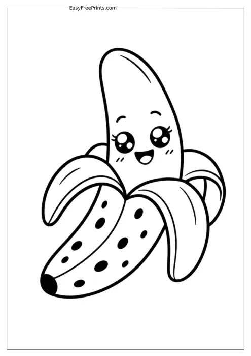 Kawaii Spotted Banana Coloring Page
