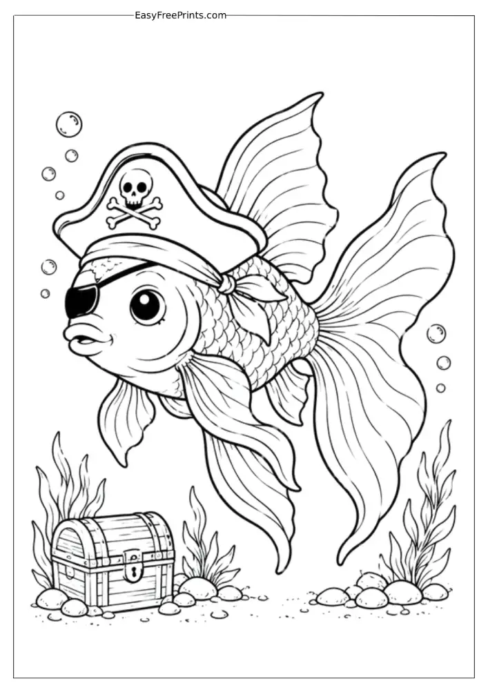 Pirate Goldfish Coloring Page