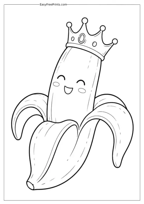 Happy Banana King Coloring Page