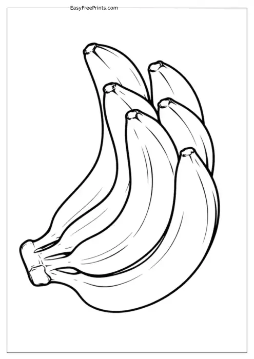 Realistic Cluster of Fresh Bananas Coloring Sheet
