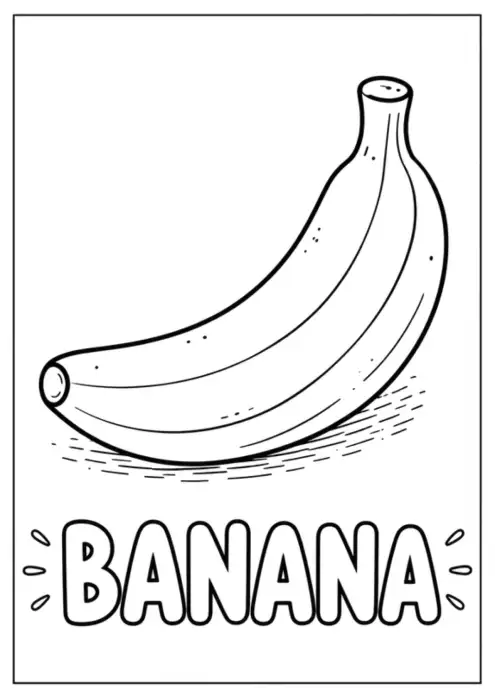 Simple Banana Fruit Coloring Page