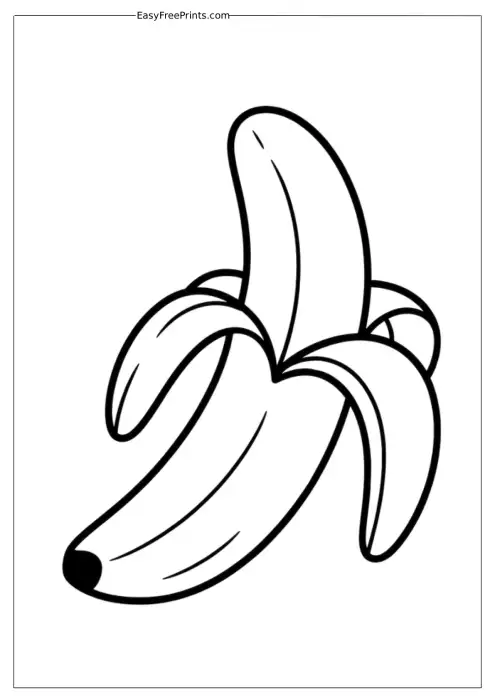 Simple Peeled Banana Coloring Page